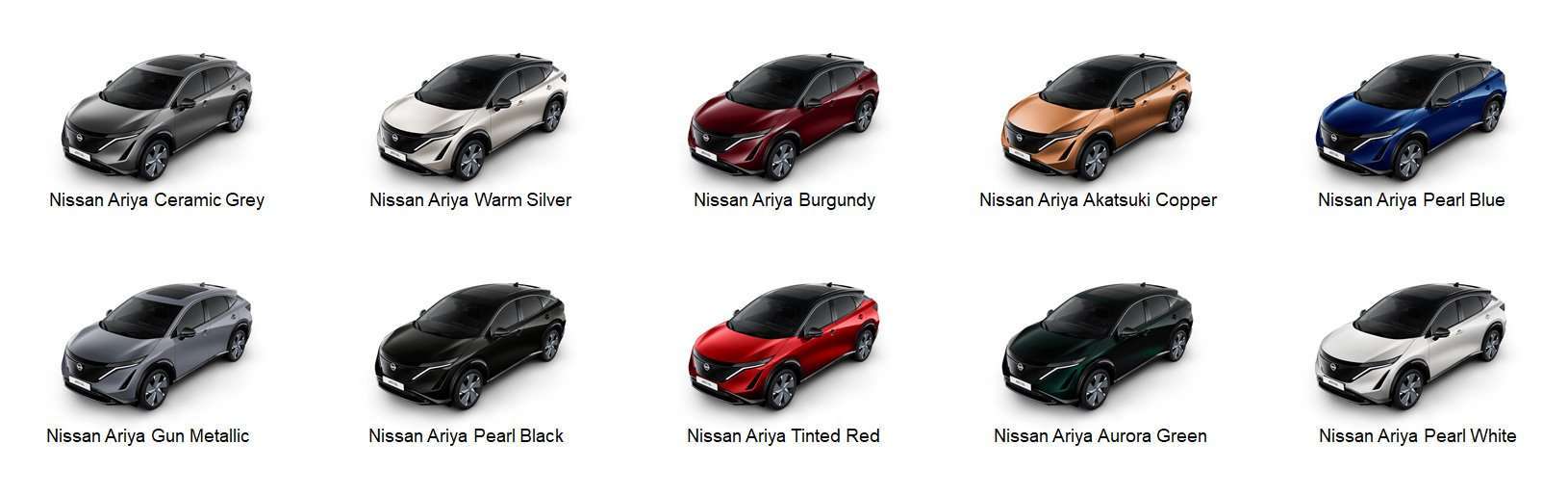 Nissan Ariya 10 colores