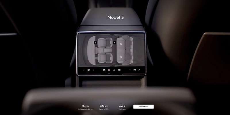 Nuevo Tesla Model 3 pantalla trasera